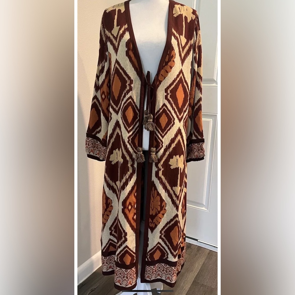 Soft Surroundings Lelani Gauze Topper Southwestern Apricot Geo Duster M 10-12